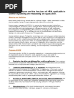 Explain The Purpose and The Functions of HRM