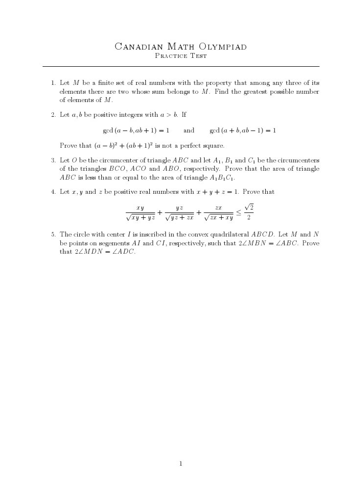 Math Olympiad Practice Test | PDF