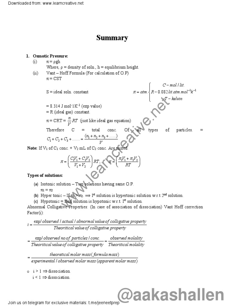 6.solution - Colligative Properties-1 PDF | PDF | Solution | Chemical ...