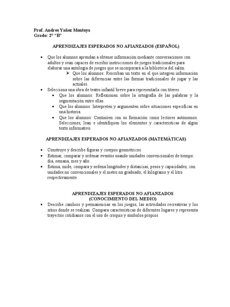 aprendizajes esperados quinto grado