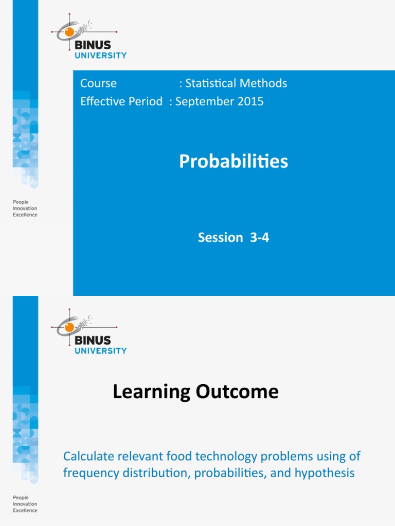 Probability and Statistical Methods Overview | PDF | Probability ...