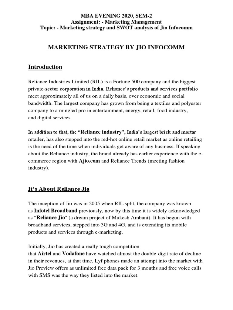 reliance marketing strategy