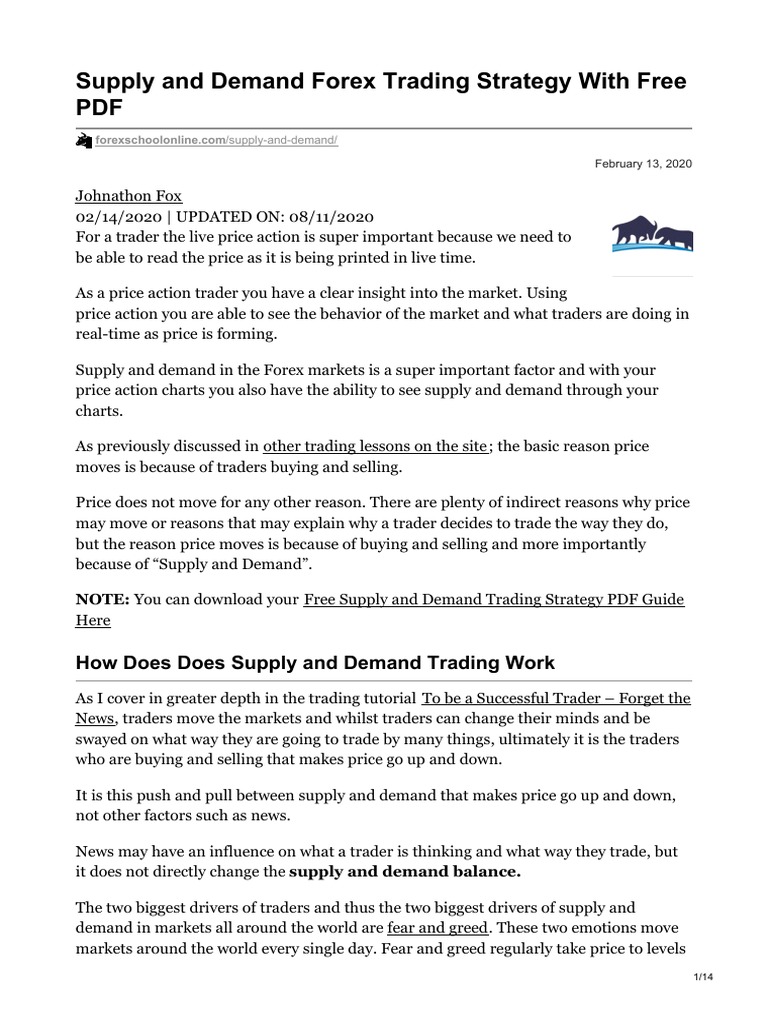 Supply and Demand Forex Trading Strategy With Free PDF PDF Demand