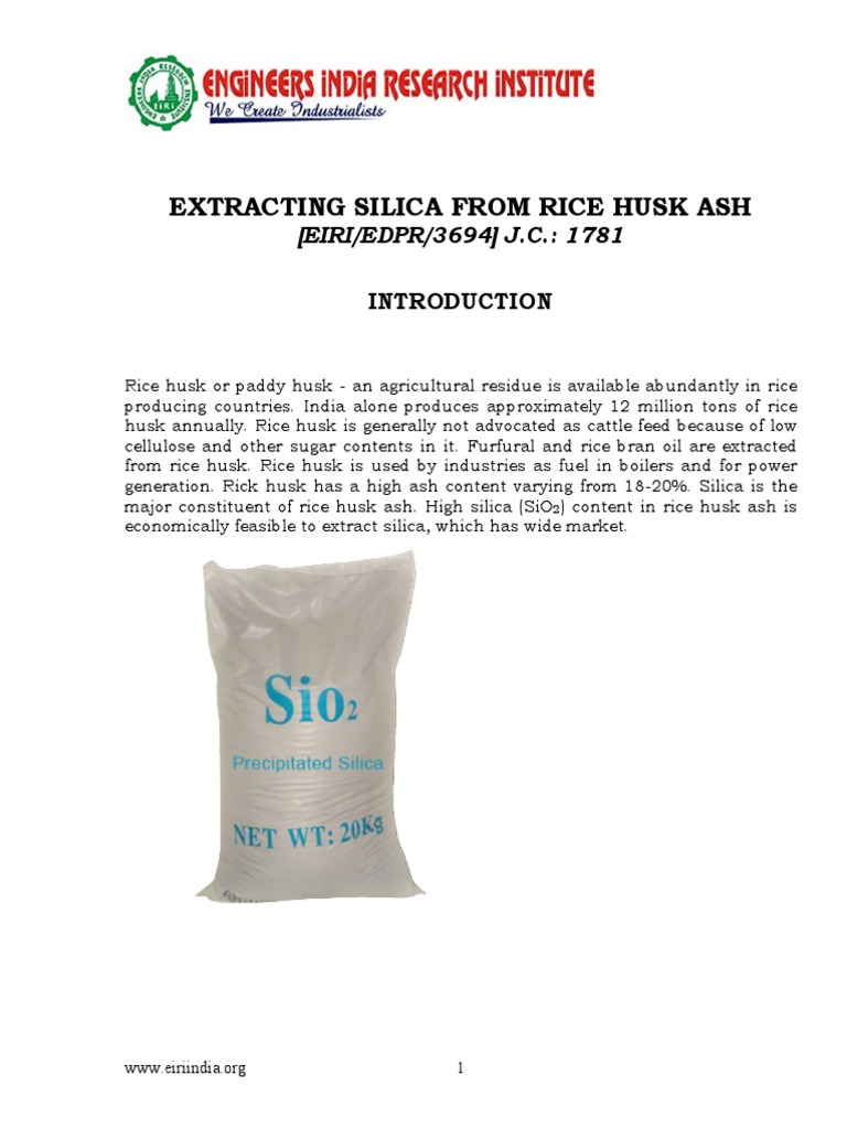 Silica Extraction from Rice Husk Ash | PDF | Rice | Silicon Dioxide