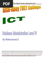 Gish-Abay TVET College ICT Database Administration Level IV