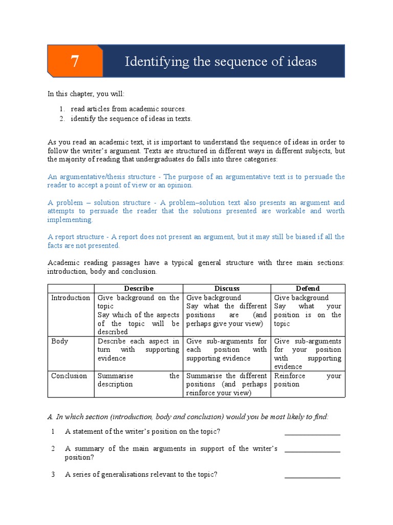 Sequencing Ideas in Academic Essays | PDF | Essays | Argument