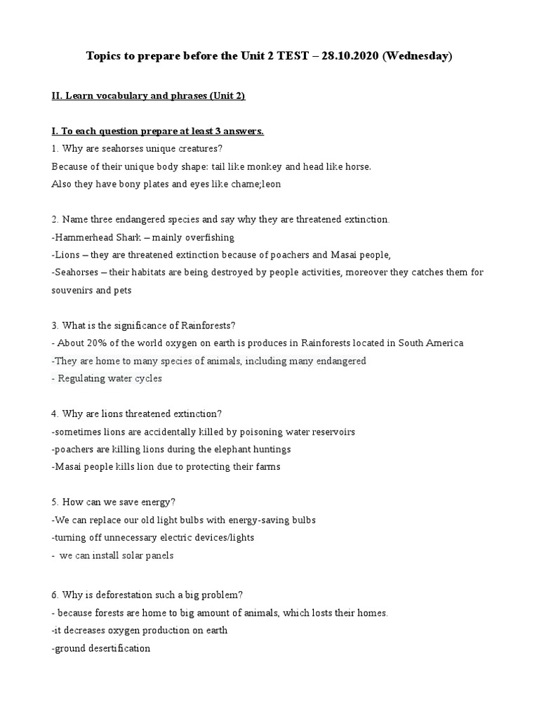 Unit 2 Test Prep: Vocabulary & Topics | PDF