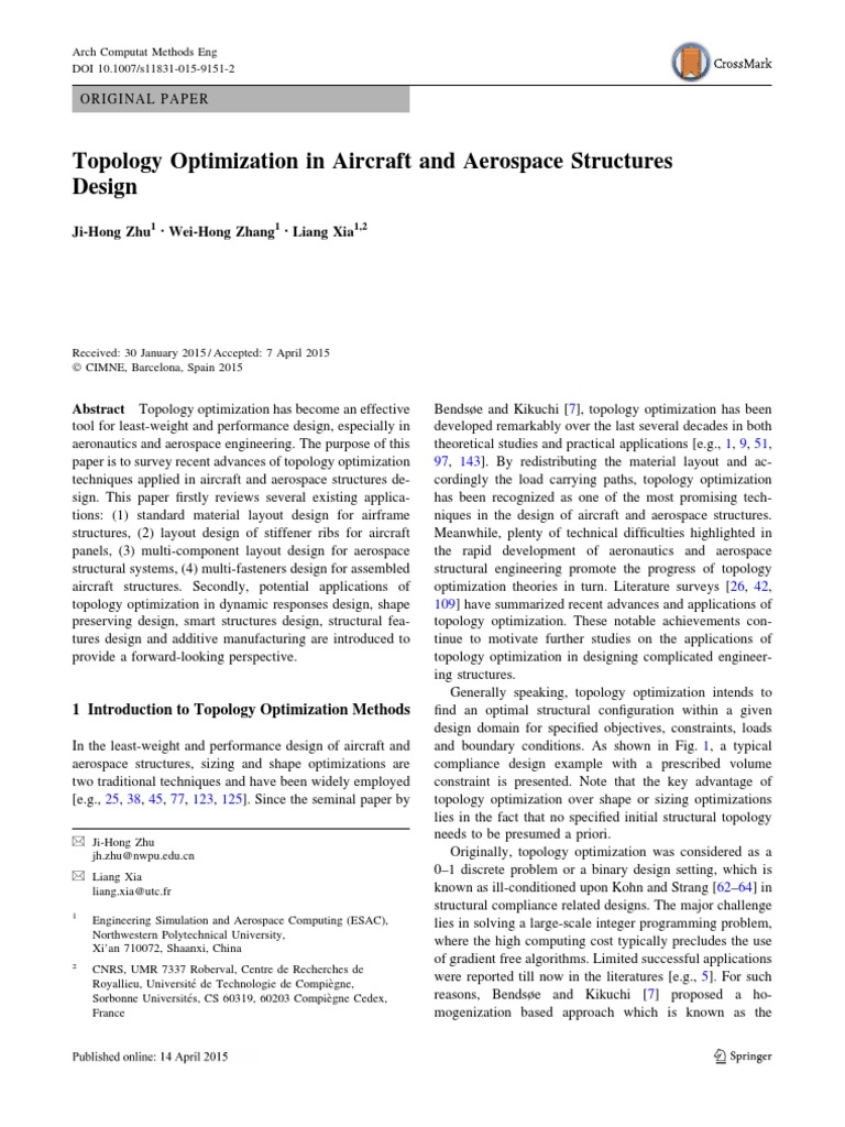 Topology Optimization in Aircraft and Aerospace Structures Design | PDF ...