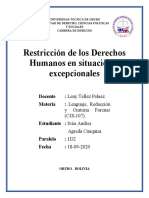 Est. Ivan Andres Agreda Cuaquira 1D2 Restricción de Los DDHH en Situaciones Excepcionales Lenguaje