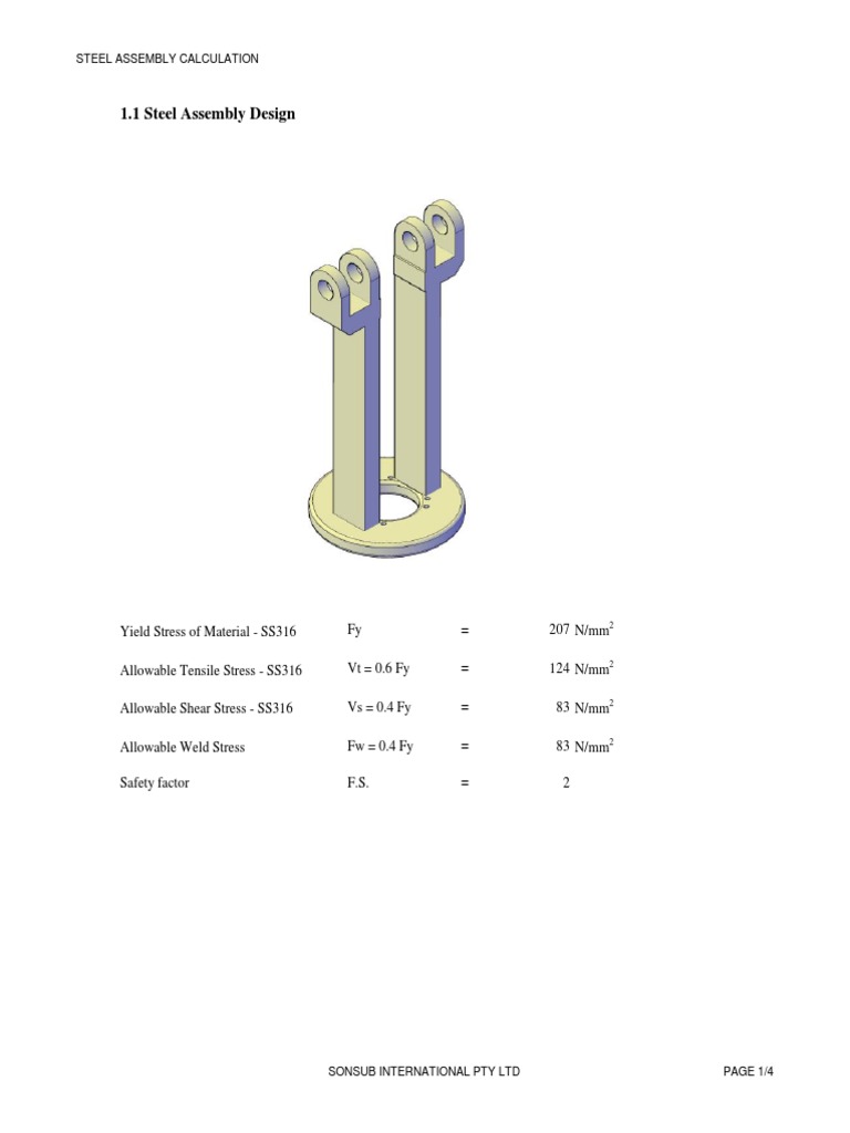 Pin Design and Shear Calculations | PDF | Bending | Ultimate Tensile ...