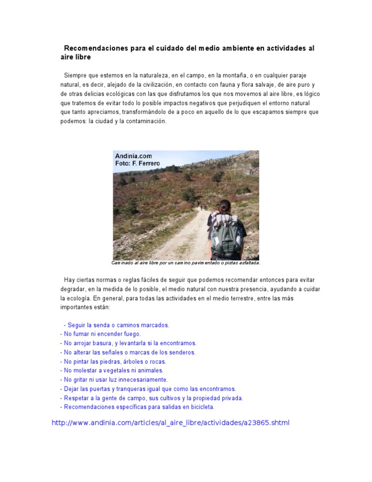 Recomendaciones para El Cuidado Del Medio Ambiente | PDF