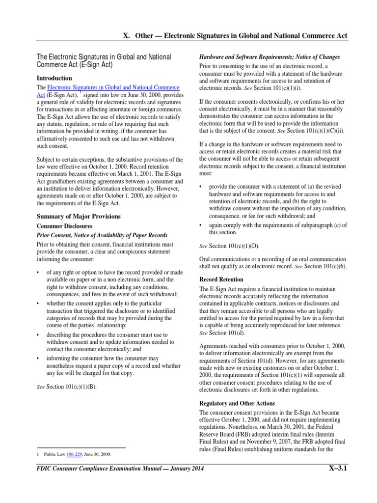 X. Other - Electronic Signatures in Global and National Commerce Act ...