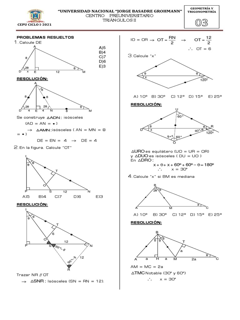 Problemas de Geometría y Trigonometría | PDF | Matemática Elemental ...