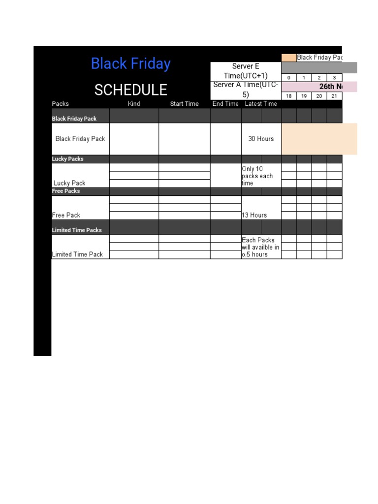 Black Friday Schedule PDF Ocio Business