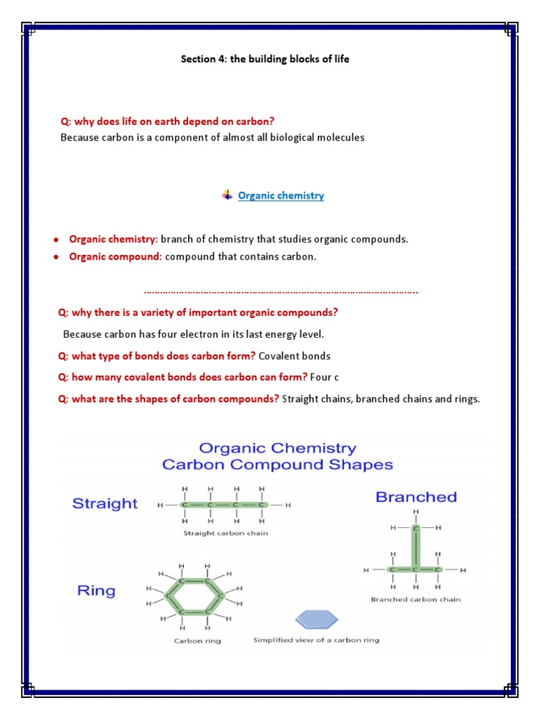 Q Why Does Life On Earth Depend On Carbon? Section 4 The Building