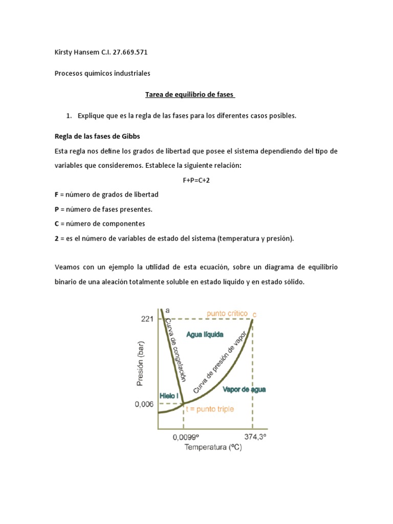 Regla de Fases y Equilibrio de Vapor | PDF | Fase (materia ...
