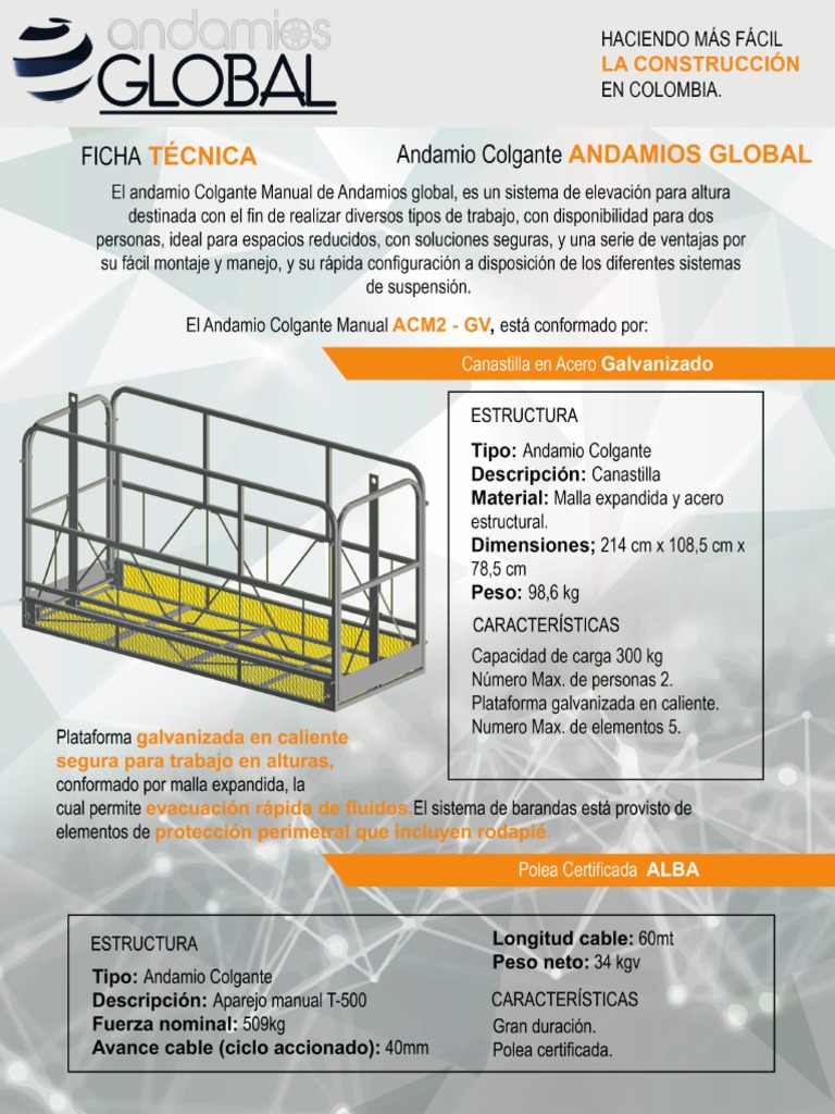 Ficha De Andamio Colgante Manual Andamios Global Pdf Pdf