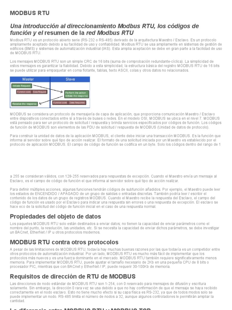 Introducción a Modbus RTU y funciones | PDF | Ascii | Protocolo de ...