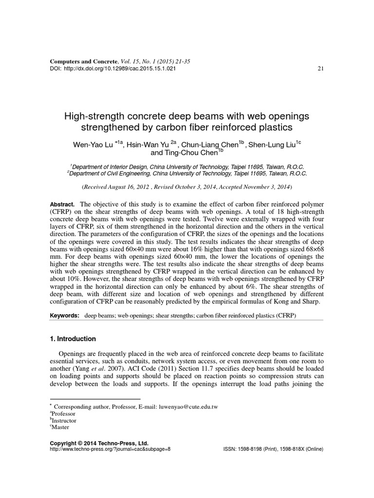 High-Strength Concrete Deep Beams With Web Openings | PDF | Strength Of ...