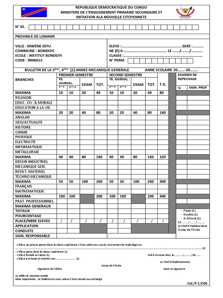 Bulletin Scolaire RDC 2024 PDF | PDF | Cognition | Science
