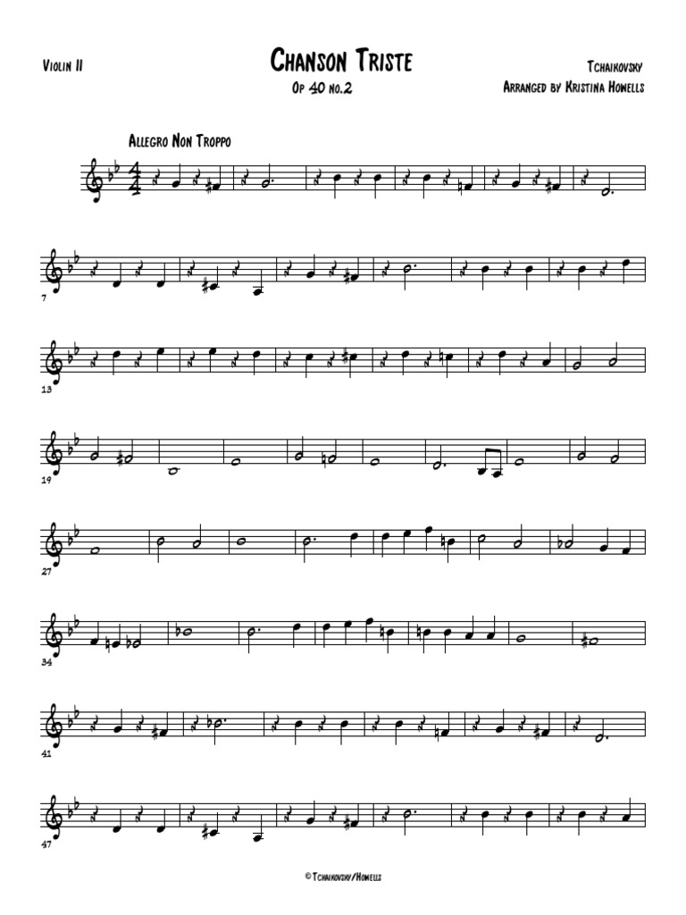 Chanson Triste Score Violin II PDF Entretenimiento (general)