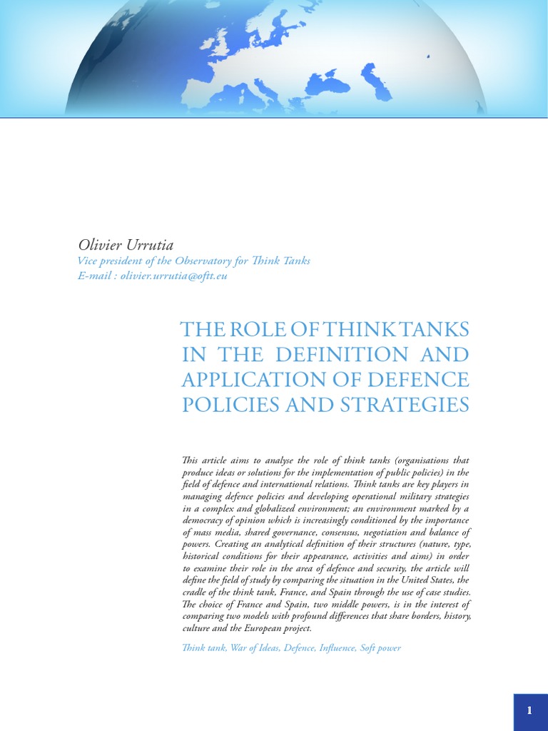 The Role of Think Tanks in The Definition and Application of Defence