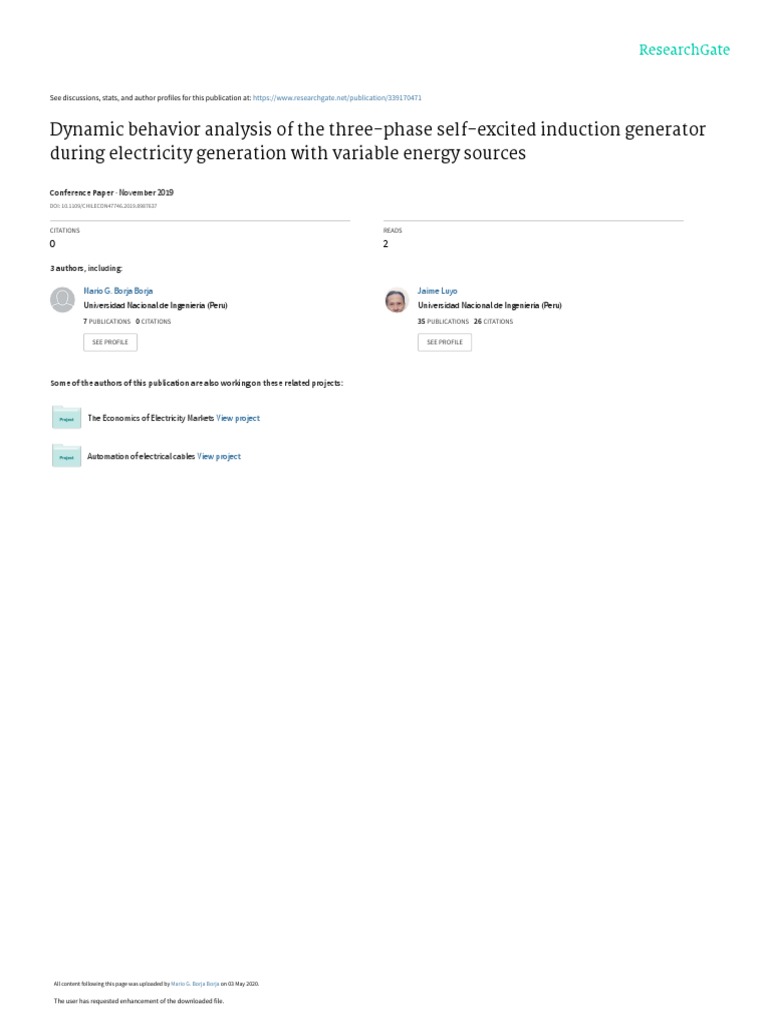 Dynamic Analysis of Self-Excited Generators | PDF | Electric Generator ...