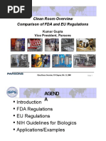 Clean Room Overview Comparison of FDA and EU Regulations: Kumar Gupta Vice President, Parsons