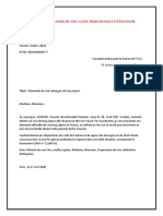 Lettre de Demande de Visa Long Séjour Par Un Étranger