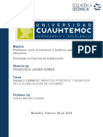 FranciscoJavierGomez2.3 - ENSAYO "IMPACTOS POSITIVOS Y NEGATIVOS DE LA GLOBALIZACIÓN EN COLOMBIA"