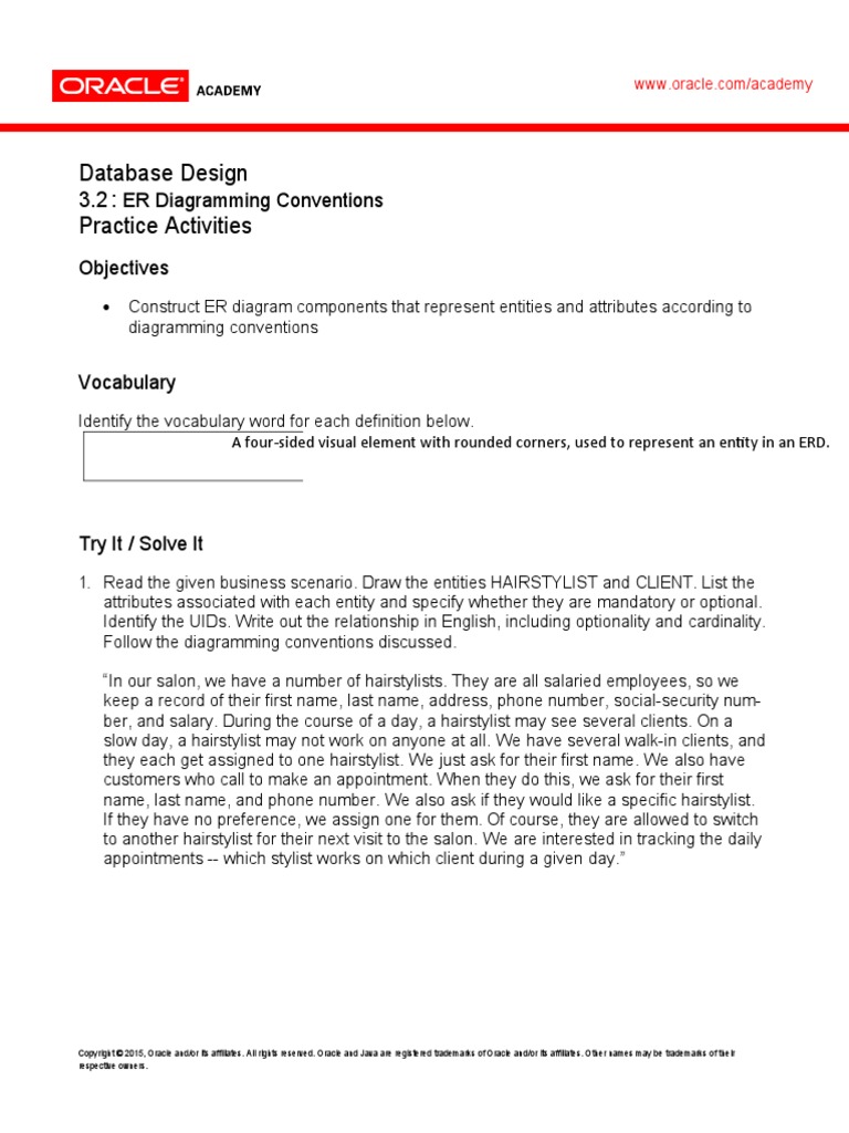 ER Diagramming Practice Activities | PDF | Data Management ...