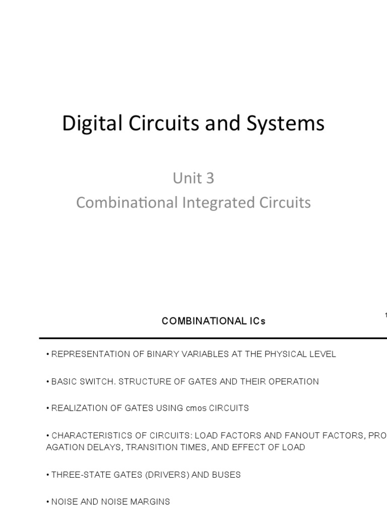 Digital Circuits and Systems: Unit 3 Combina7onal Integrated Circuits ...