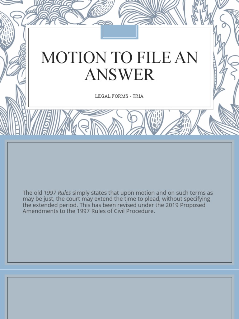 Motion to Extend Time for Answer Filing | PDF