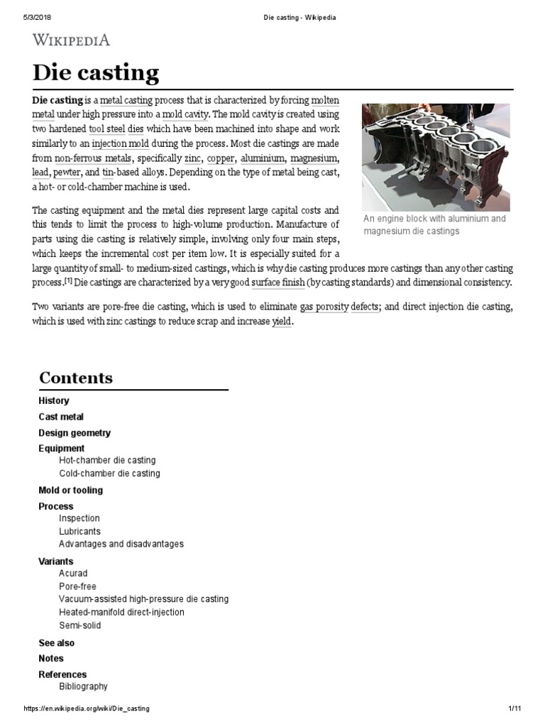Die Casting Wikipedia Download Free PDF Casting (Metalworking