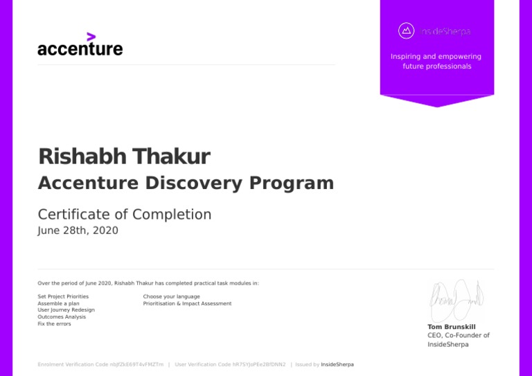 Accenture Discovery Program Certificate | PDF