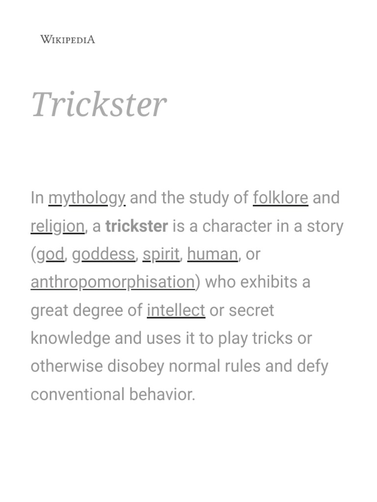 Trickster PDF PDF Trickster Folklore