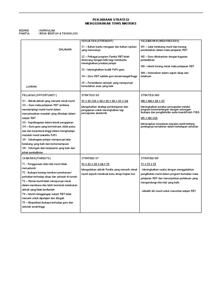 Tows Matriks Rbt Pdf