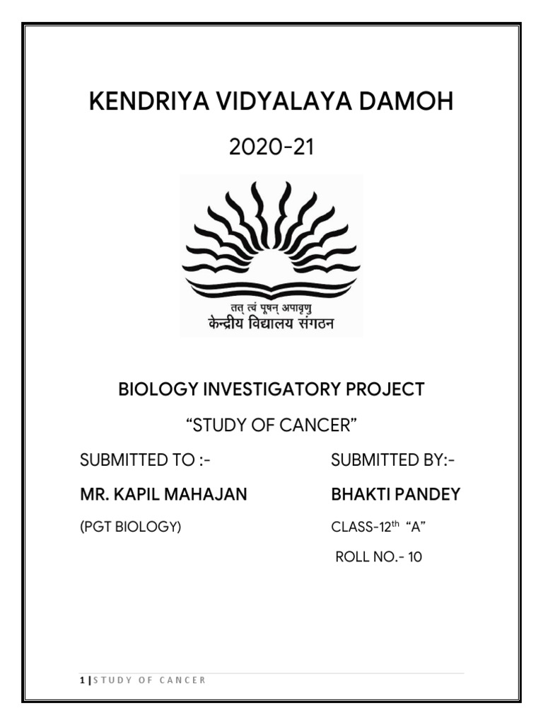 Class 12 Investigatory Project on Cancer | PDF | Colorectal Cancer | Cancer