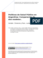 Cendali, Florencia y Pozo, Luciana (2008) - Politicas de Salud Publica en Argentina Comparacion de Dos Modelos