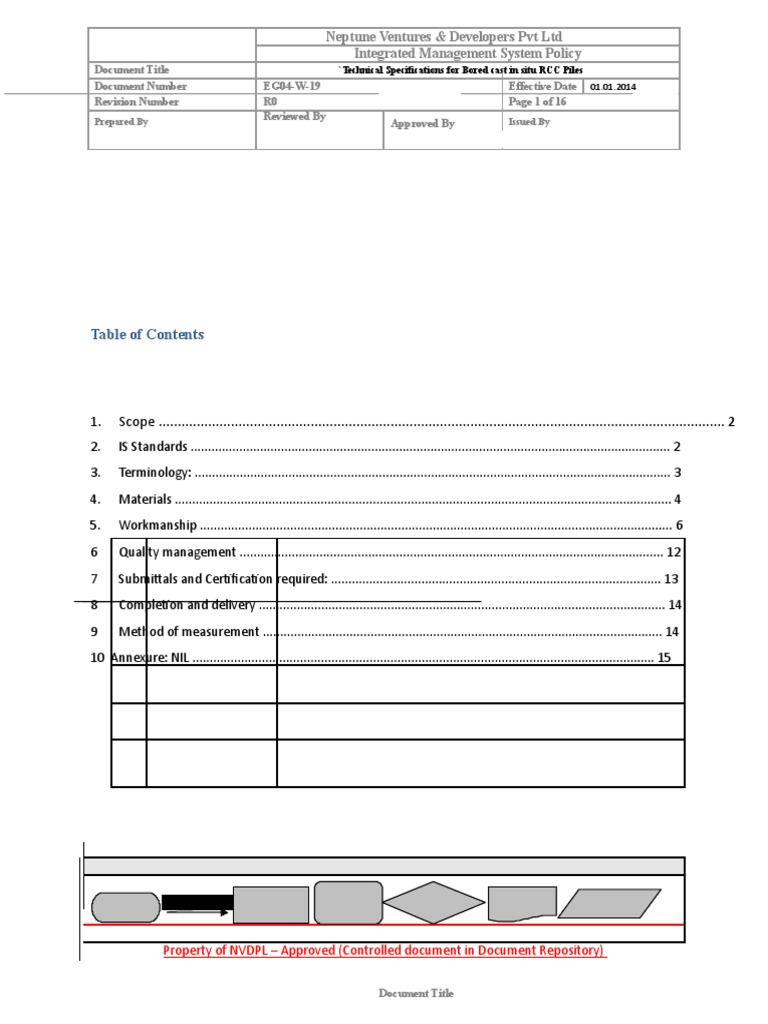 RCC Bored Piling Technical Specifications | PDF | Drilling Rig | Deep ...