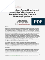 Reading Culture, Parental Involvement and Children's Development in Formative Years: The Covenant University Experience