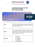 Simplified Course Pack (SCP) For Self-Directred Learning: The Contemporary World