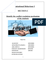 Organisational Behaviour I: Section-C Identify The Conflict Resolution Mechanism of The Students