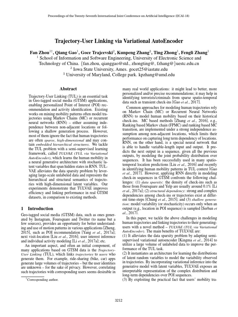 Trajectory-User Linking Via Variational Autoencoder | PDF | Statistics ...