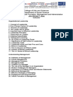 College of Arts and Sciences Department of Social Science: CFLM 300 Character Formation, Management and Administration