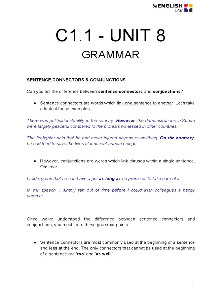 8.c1.1 - Unit 8 - Grammar | PDF | Adjective | Verb