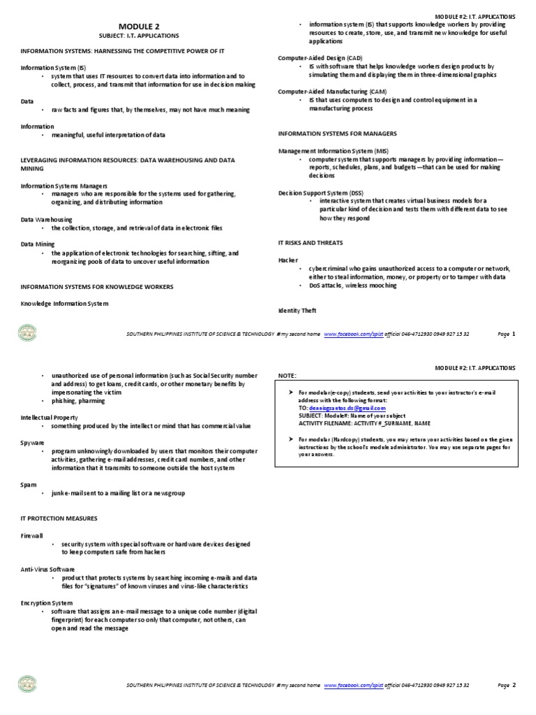 I.T. Applications Module Overview | PDF | Information System ...