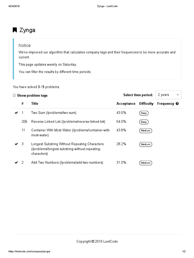 Zynga LeetCode PDF