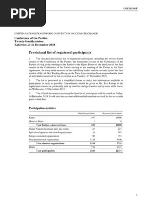 Provisional List of Registered Participants for COP24 Climate