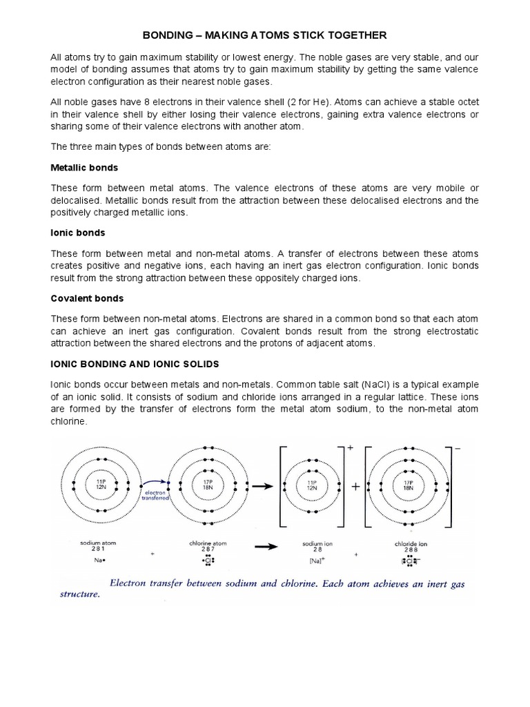 Understanding Atomic Bonding Types | PDF | Chemical Bond | Ion
